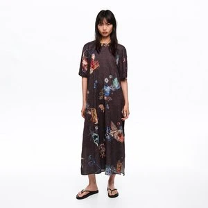 Sukienka midi marszczona tkanina Seabed antracyt BIMBA Y LOLA