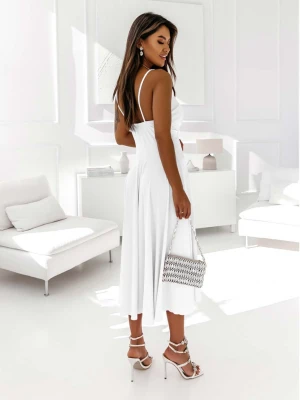 Sukienka midi na ramiączkach AGNES - biała  magmac 