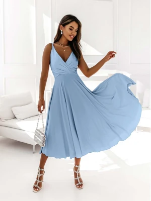 Sukienka midi na ramiączkach AGNES - błękitna  magmac 