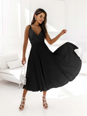 Sukienka midi na ramiączkach AGNES - czarna  magmac 