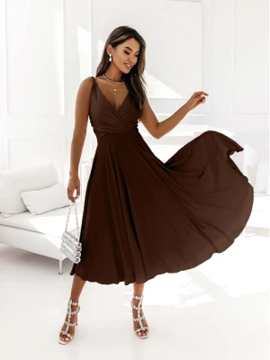 Sukienka midi na ramiączkach AGNES - czekoladowa  magmac 
