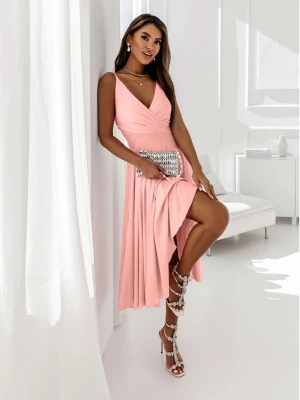 Sukienka midi na ramiączkach AGNES - pudrowy róż  magmac 