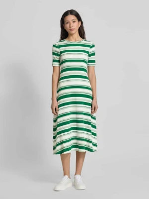 Sukienka midi o dopasowanym kroju ze wzorem w paski Tom Tailor Denim