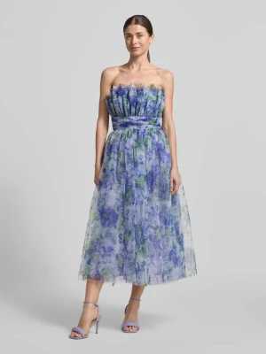 Sukienka midi o kroju regular fit z kwiatowym nadrukiem na całej powierzchni Lace & Beads