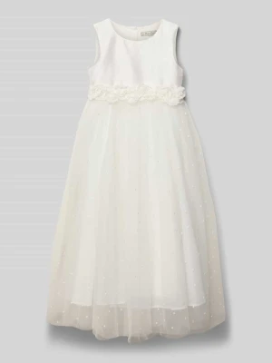 Sukienka midi o kroju regular fit z kwiatowym obszyciem Une Hautre Couture