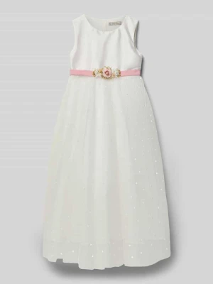 Sukienka midi o kroju regular fit z kwiatowym obszyciem Une Hautre Couture