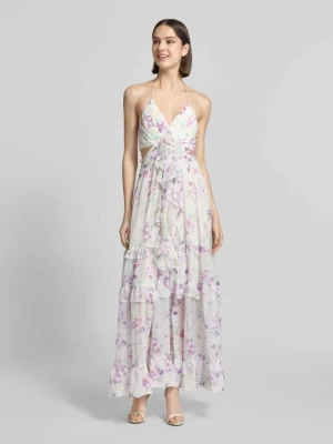 sukienka midi o kroju regular fit z obszyciem falbanami ADLYSH