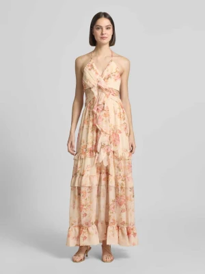 sukienka midi o kroju regular fit z obszyciem falbanami ADLYSH