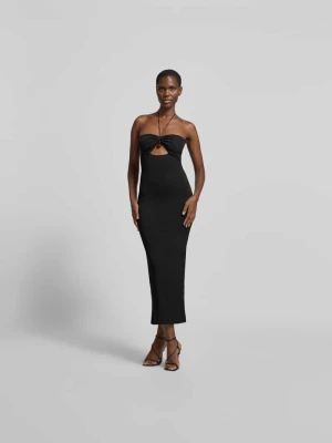 sukienka midi o kroju slim fit z detal: z ozdobnym kamieniem Nanushka Czarny