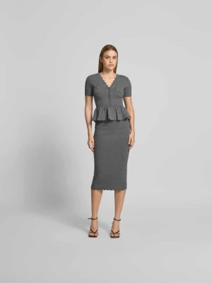Sukienka midi o kroju slim fit z dodatkiem wełny Self Portrait Średnioszary