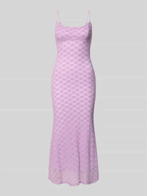 Sukienka midi o kroju slim fit z kwiatowym obszyciem z koronki na całej powierzchni bardot