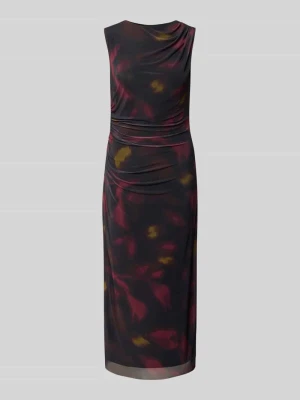sukienka midi o kroju slim fit z kwiatowym wzorem na całej powierzchni Zero Czarny