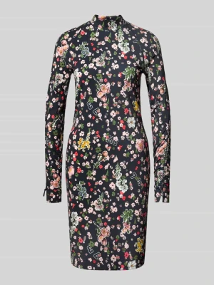 sukienka midi o kroju slim fit ze stójką Marc Cain Granatowy