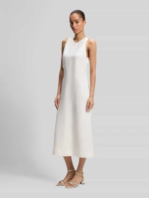 Sukienka midi o linii a z mieszanki lnu i wiskozy model 'DELINNA' Boss Orange