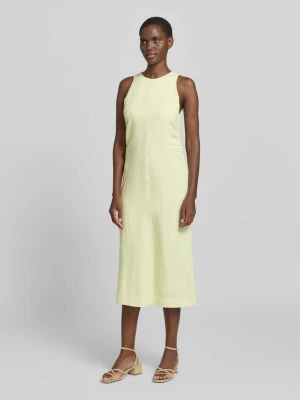 Sukienka midi o linii a z mieszanki lnu i wiskozy model 'DELINNA' Boss Orange