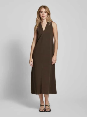 Sukienka midi rozkloszowana z mieszanki wiskozy i lnu model ‘QEDIRA’ someday