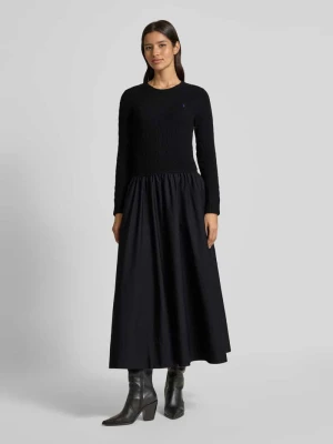 Sukienka midi taliowana z mieszanki wełny lana z domieszką kaszmiru Polo Ralph Lauren