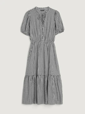 Sukienka midi w drobną kratkę czarno-biała Greenpoint