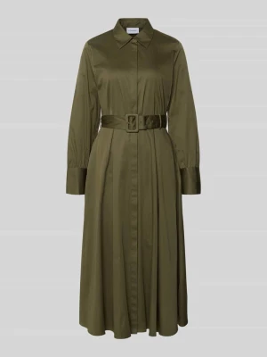 Sukienka midi w kroju regular fit z kołnierzem wykładanym comma