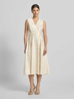 Sukienka midi w kroju regular fit z kwiatowymi haftami na całej powierzchni RINASCIMENTO