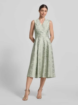 Sukienka midi w kroju regular fit z kwiatowymi haftami na całej powierzchni RINASCIMENTO