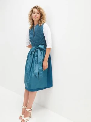 Sukienka midi w ludowym stylu  w żakardowy wzór+ fartuch (kompl. 2-częściowy) bonprix