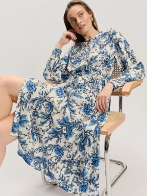 Sukienka midi w niebieskie kwiaty Greenpoint