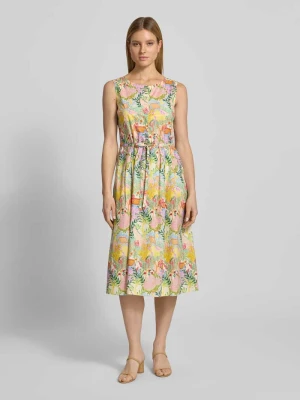 Sukienka midi w wzór na całej powierzchni z wiązanym paskiem WHITE LABEL