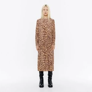 Sukienka midi wiskoza Leopard naturalna BIMBA Y LOLA