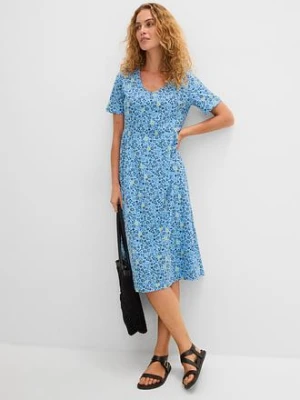 Sukienka midi z bawełnianego dżerseju bonprix