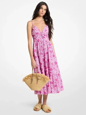 Sukienka midi z bawełnianej popeliny z kwiatowym nadrukiem MICHAEL Michael Kors