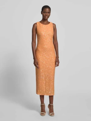 sukienka midi z cekinami i tylnym zapięciem na guzik Little Mistress