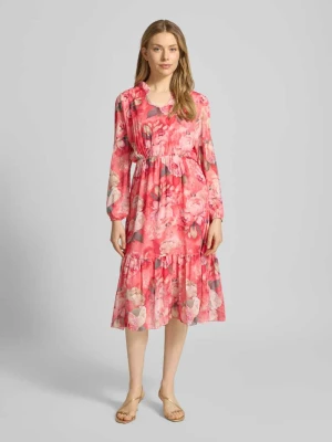 Sukienka midi z dekoltem w serek i falbanami model 'Be44aa' ZABAIONE