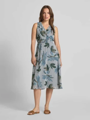 Sukienka midi z dekoltem w serek i falbanami Zero