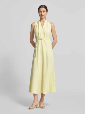 Sukienka midi z dekoltem w serek i wiązanym paskiem LUISA CERANO