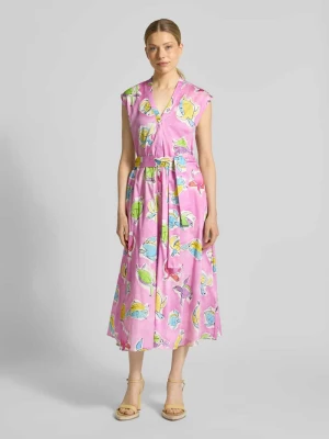 Sukienka midi z dekoltem w serek i wiązanym paskiem milano italy