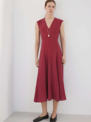 Sukienka midi z dekoltem w serek intensywny pomarańczowy - Kobieta - - MANGO