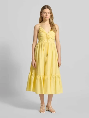 sukienka midi z dołem obszytym falbaną i dekoltem w serek MICHAEL Michael Kors