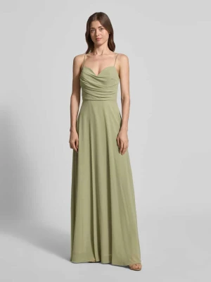 sukienka midi z drapowaniami i cienkimi ramiączkami Laona