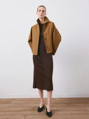 Sukienka midi z drapowaniem brązowy - Kobieta - - MANGO