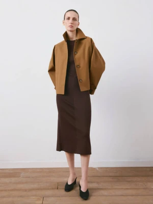 Sukienka midi z drapowaniem brązowy - Kobieta - - MANGO