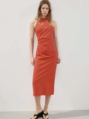 Sukienka midi z drapowaniem pomarańczowy - Kobieta - - MANGO