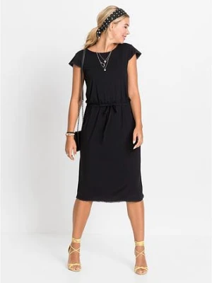 Sukienka midi z dżerseju ze zrównoważonej wiskozy z elastanem bonprix