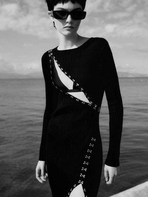 Sukienka midi z dzianiny w stylu glam rock PATRIZIA PEPE