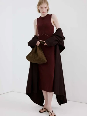 Sukienka midi z dzianiny winny - Kobieta - - MANGO