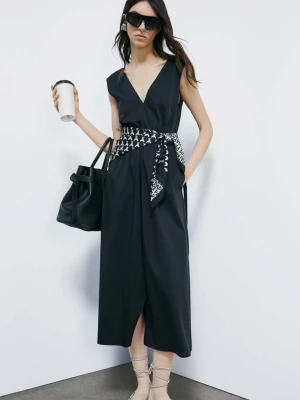 Sukienka midi z elastycznej bawełnianej popeliny PATRIZIA PEPE