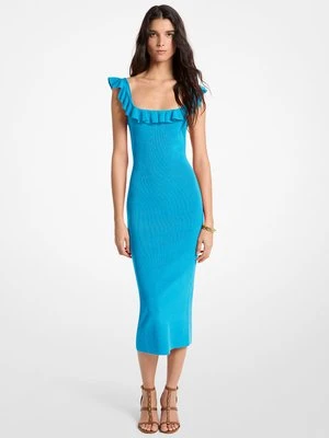 Sukienka midi z elastycznej marszczonej wiskozy MICHAEL Michael Kors