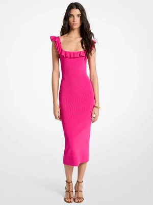 Sukienka midi z elastycznej marszczonej wiskozy MICHAEL Michael Kors