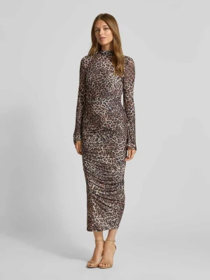 Sukienka midi z elastycznej siateczki-krepy HUGO