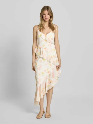 Sukienka midi z falbaną i dekoltem w serek Gina Tricot